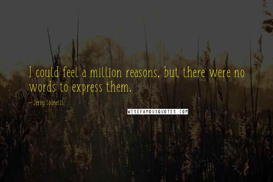 Jerry Spinelli Quotes: I could feel a million reasons, but there were no words to express them.