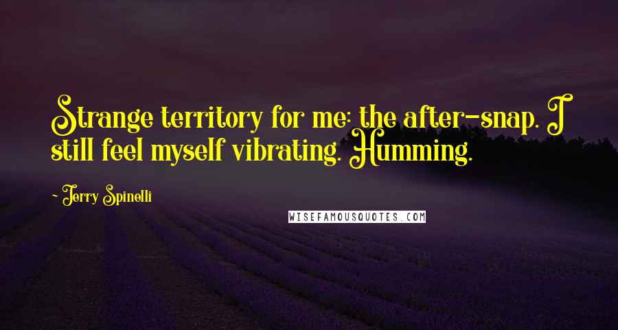 Jerry Spinelli Quotes: Strange territory for me: the after-snap. I still feel myself vibrating. Humming.
