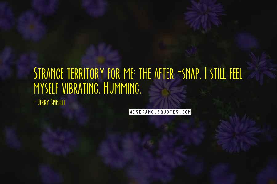 Jerry Spinelli Quotes: Strange territory for me: the after-snap. I still feel myself vibrating. Humming.