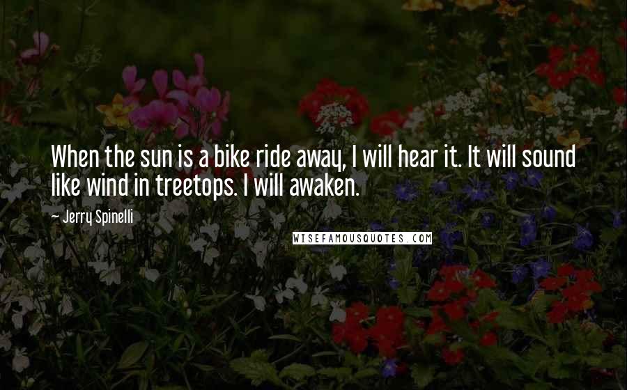 Jerry Spinelli Quotes: When the sun is a bike ride away, I will hear it. It will sound like wind in treetops. I will awaken.