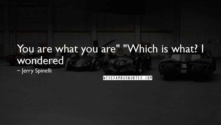 Jerry Spinelli Quotes: You are what you are" "Which is what? I wondered