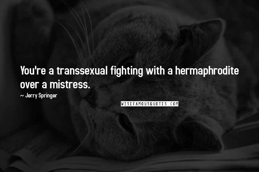 Jerry Springer Quotes: You're a transsexual fighting with a hermaphrodite over a mistress.