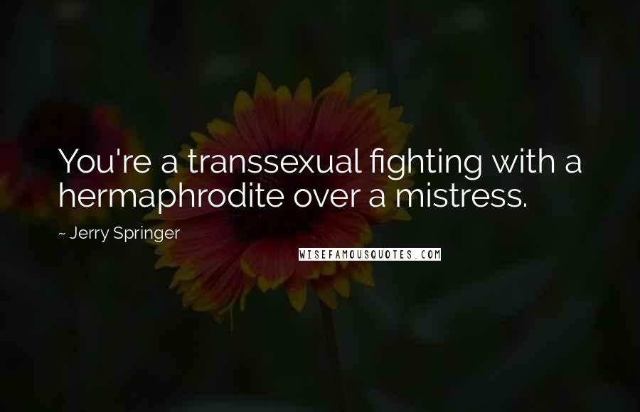 Jerry Springer Quotes: You're a transsexual fighting with a hermaphrodite over a mistress.