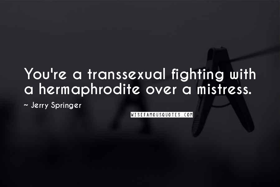 Jerry Springer Quotes: You're a transsexual fighting with a hermaphrodite over a mistress.