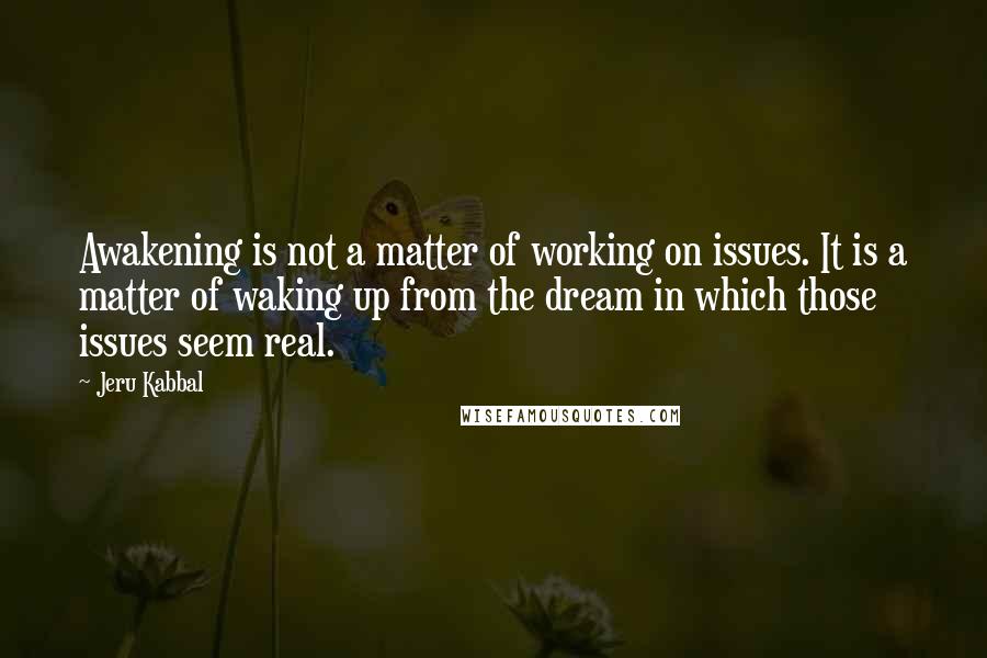 Jeru Kabbal Quotes: Awakening is not a matter of working on issues. It is a matter of waking up from the dream in which those issues seem real.