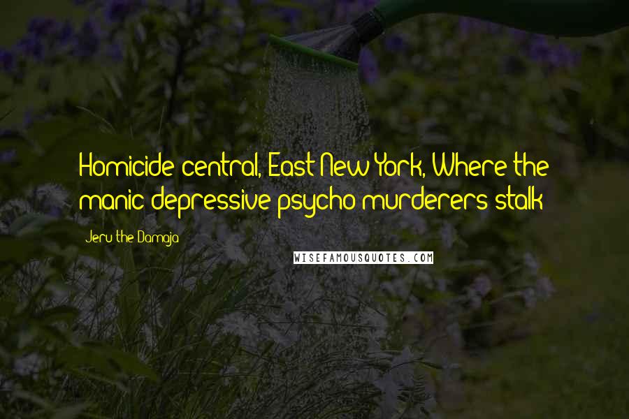 Jeru The Damaja Quotes: Homicide central, East New York, Where the manic-depressive psycho murderers stalk