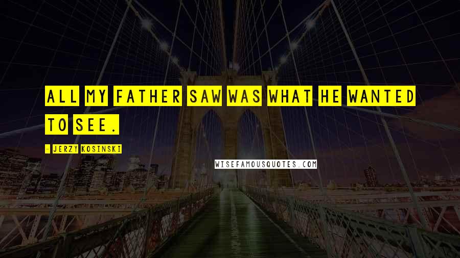 Jerzy Kosinski Quotes: All my father saw was what he wanted to see.