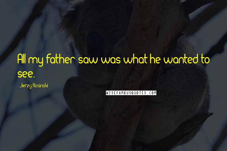 Jerzy Kosinski Quotes: All my father saw was what he wanted to see.