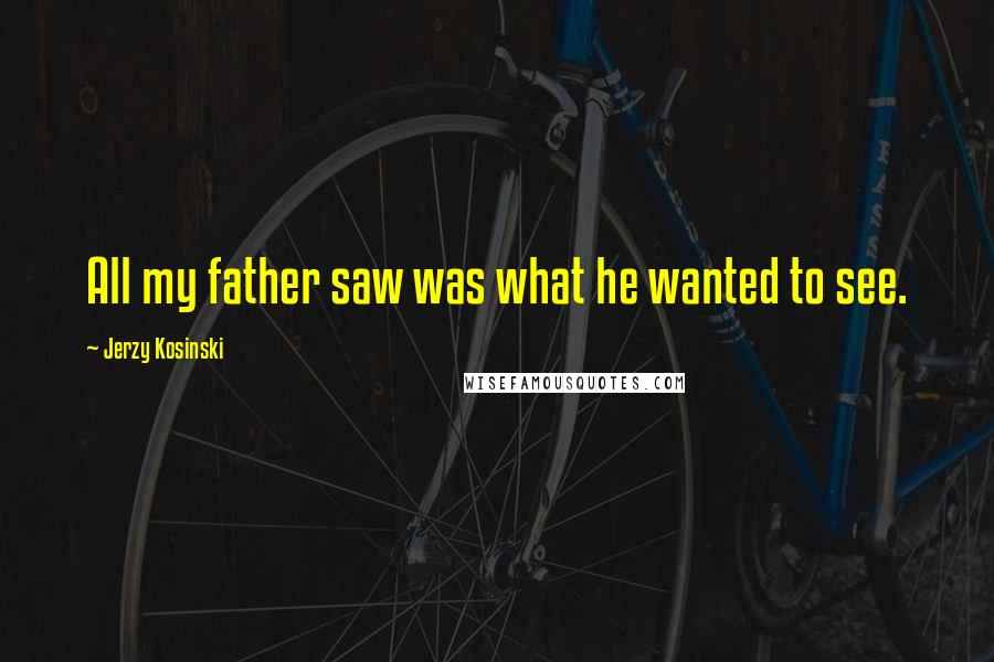 Jerzy Kosinski Quotes: All my father saw was what he wanted to see.