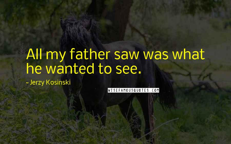 Jerzy Kosinski Quotes: All my father saw was what he wanted to see.