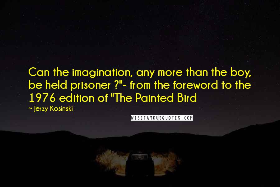 Jerzy Kosinski Quotes: Can the imagination, any more than the boy, be held prisoner ?"- from the foreword to the 1976 edition of "The Painted Bird