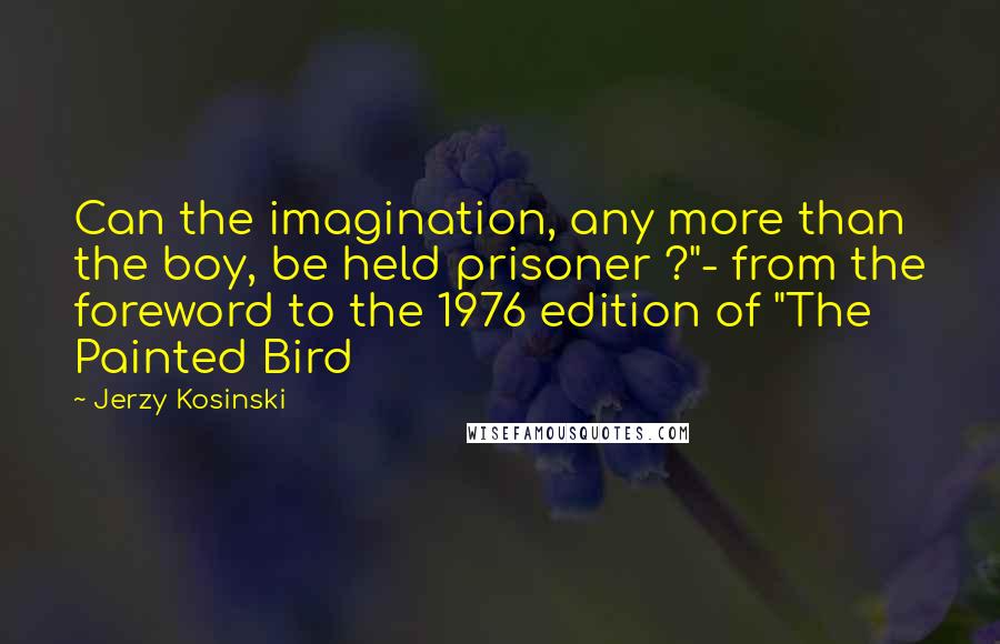 Jerzy Kosinski Quotes: Can the imagination, any more than the boy, be held prisoner ?"- from the foreword to the 1976 edition of "The Painted Bird