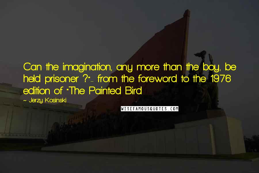 Jerzy Kosinski Quotes: Can the imagination, any more than the boy, be held prisoner ?"- from the foreword to the 1976 edition of "The Painted Bird