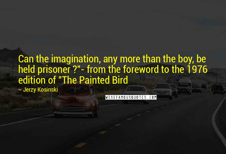 Jerzy Kosinski Quotes: Can the imagination, any more than the boy, be held prisoner ?"- from the foreword to the 1976 edition of "The Painted Bird