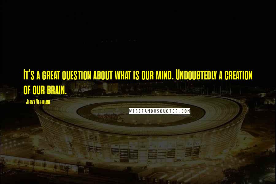 Jerzy Vetulani Quotes: It's a great question about what is our mind. Undoubtedly a creation of our brain.