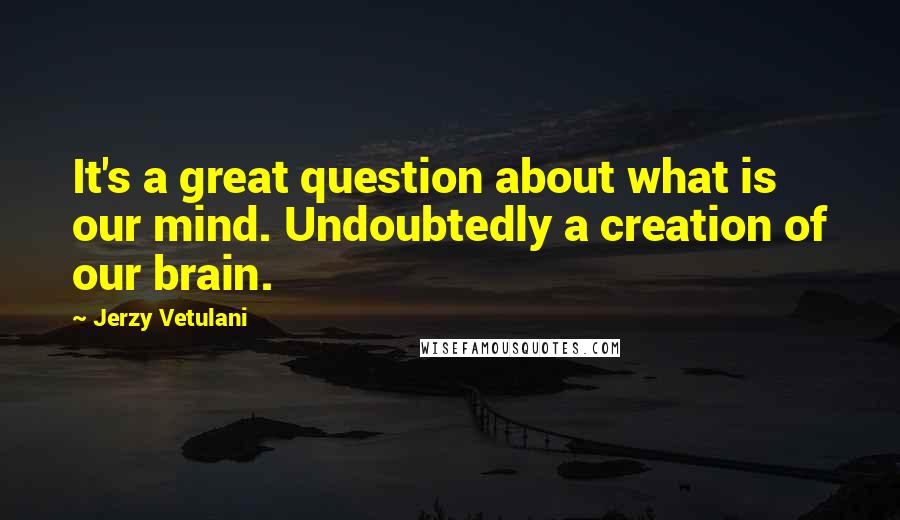 Jerzy Vetulani Quotes: It's a great question about what is our mind. Undoubtedly a creation of our brain.