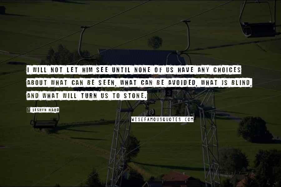 Jesmyn Ward Quotes: I will not let him see until none of us have any choices about what can be seen, what can be avoided, what is blind, and what will turn us to stone.