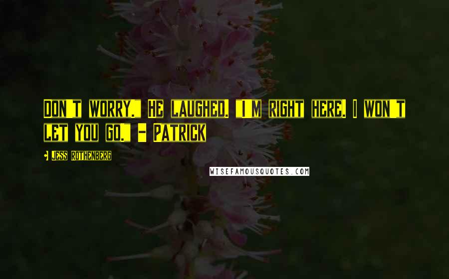 Jess Rothenberg Quotes: Don't worry." He laughed. "I'm right here. I won't let you go." - Patrick