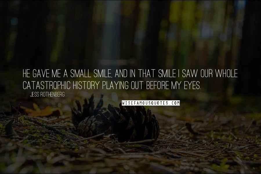 Jess Rothenberg Quotes: He gave me a small smile, and in that smile I saw our whole catastrophic history playing out before my eyes.