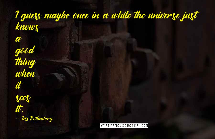 Jess Rothenberg Quotes: I guess maybe once in a while the universe just knows a good thing when it sees it.