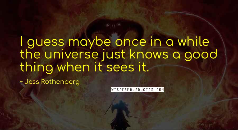 Jess Rothenberg Quotes: I guess maybe once in a while the universe just knows a good thing when it sees it.