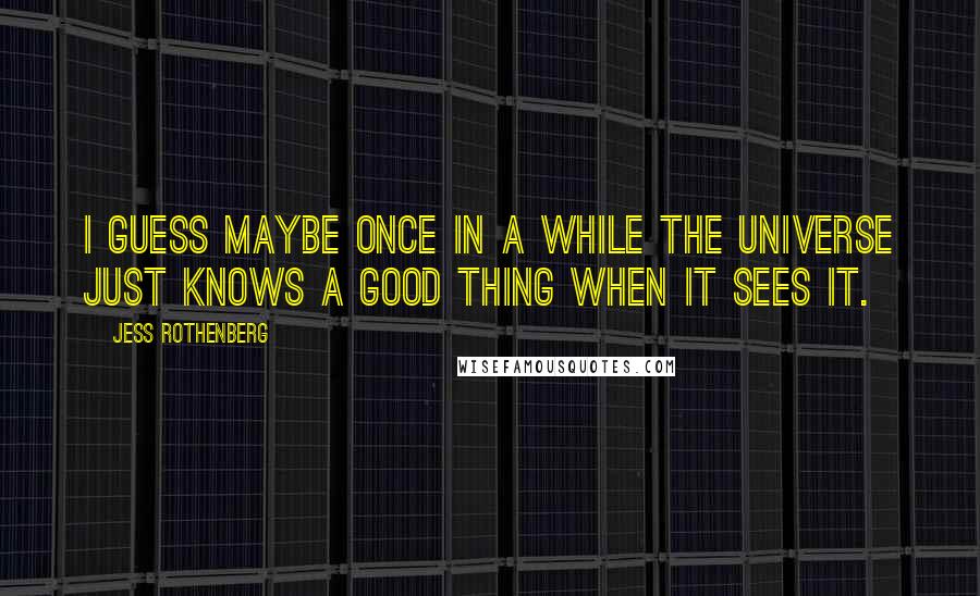 Jess Rothenberg Quotes: I guess maybe once in a while the universe just knows a good thing when it sees it.