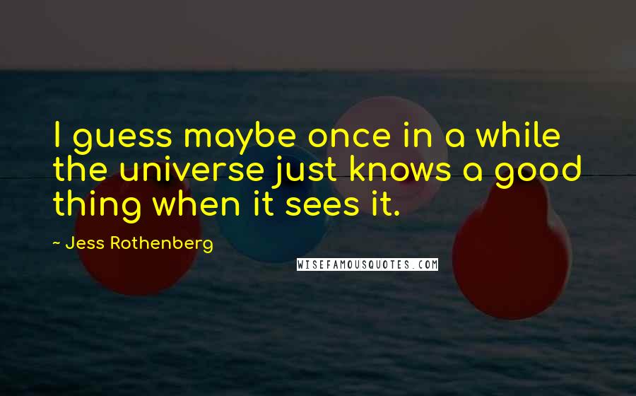 Jess Rothenberg Quotes: I guess maybe once in a while the universe just knows a good thing when it sees it.