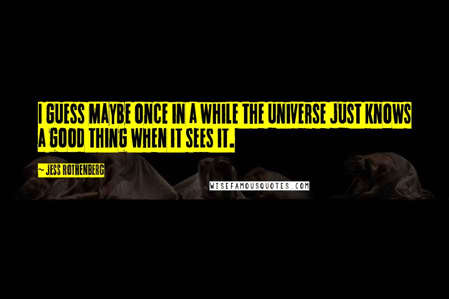 Jess Rothenberg Quotes: I guess maybe once in a while the universe just knows a good thing when it sees it.