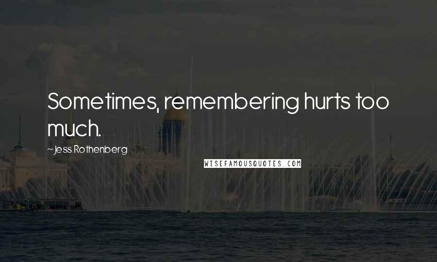 Jess Rothenberg Quotes: Sometimes, remembering hurts too much.