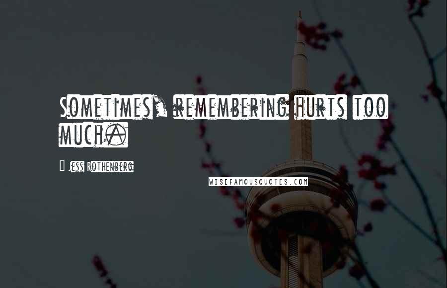 Jess Rothenberg Quotes: Sometimes, remembering hurts too much.