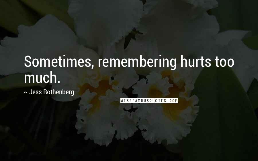 Jess Rothenberg Quotes: Sometimes, remembering hurts too much.
