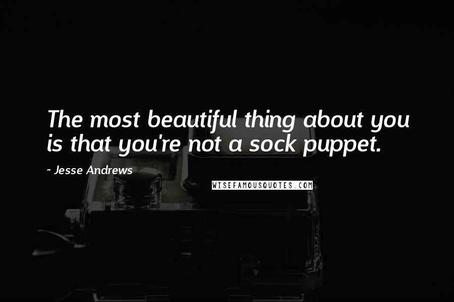 Jesse Andrews Quotes: The most beautiful thing about you is that you're not a sock puppet.