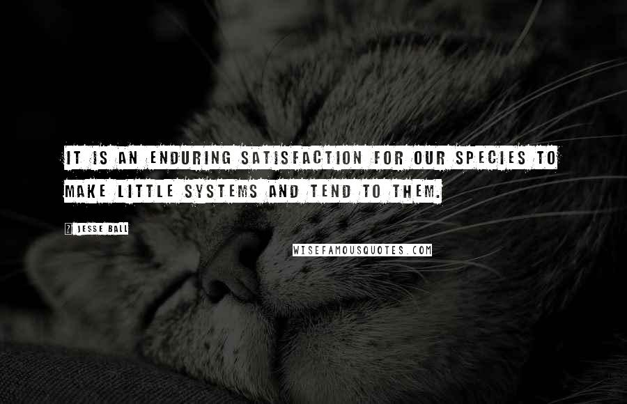 Jesse Ball Quotes: It is an enduring satisfaction for our species to make little systems and tend to them.