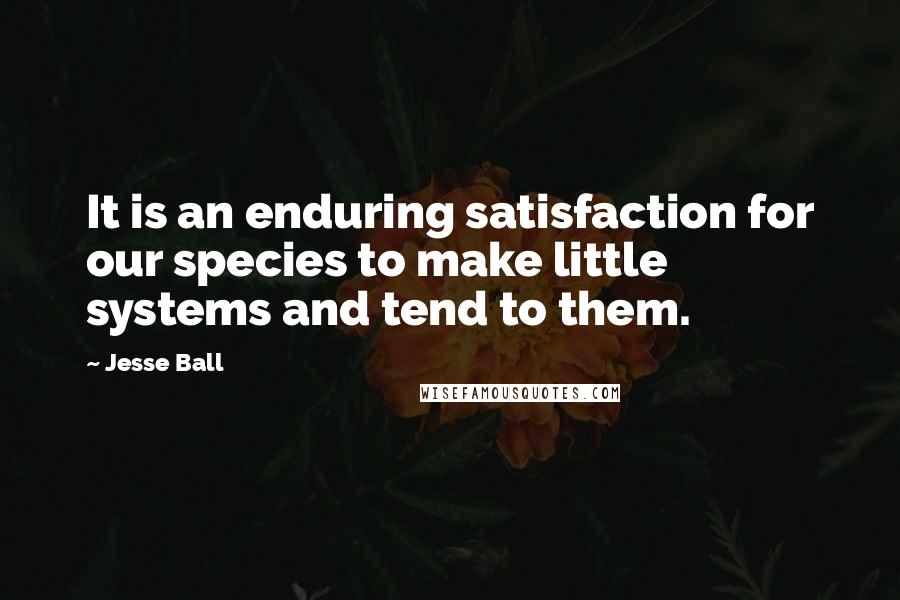 Jesse Ball Quotes: It is an enduring satisfaction for our species to make little systems and tend to them.