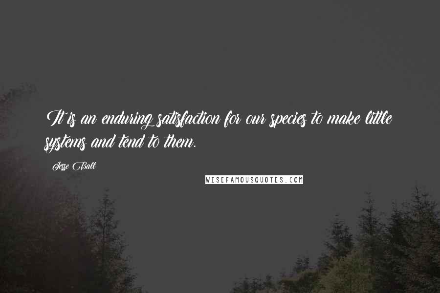 Jesse Ball Quotes: It is an enduring satisfaction for our species to make little systems and tend to them.