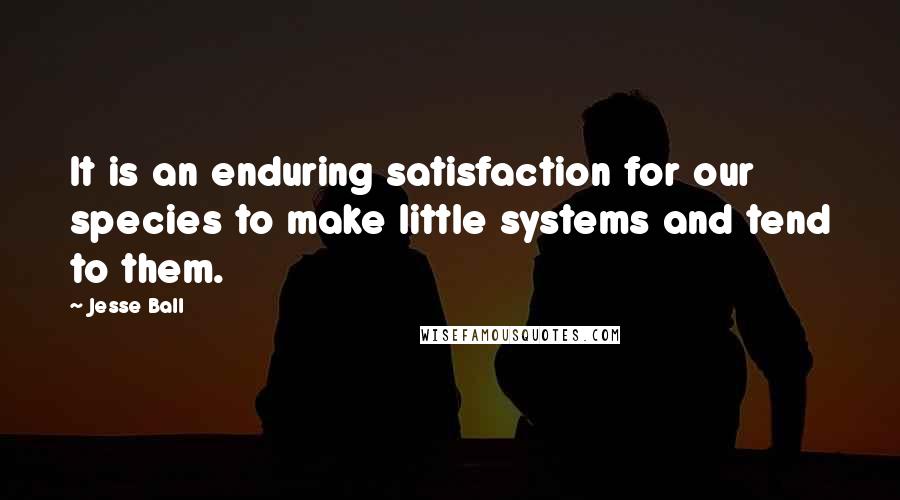 Jesse Ball Quotes: It is an enduring satisfaction for our species to make little systems and tend to them.