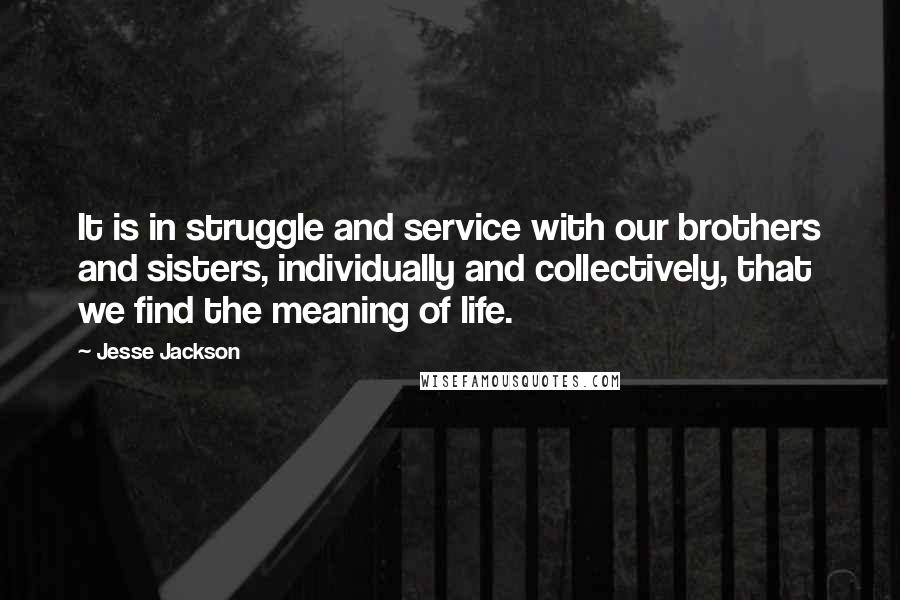 Jesse Jackson Quotes: It is in struggle and service with our brothers and sisters, individually and collectively, that we find the meaning of life.