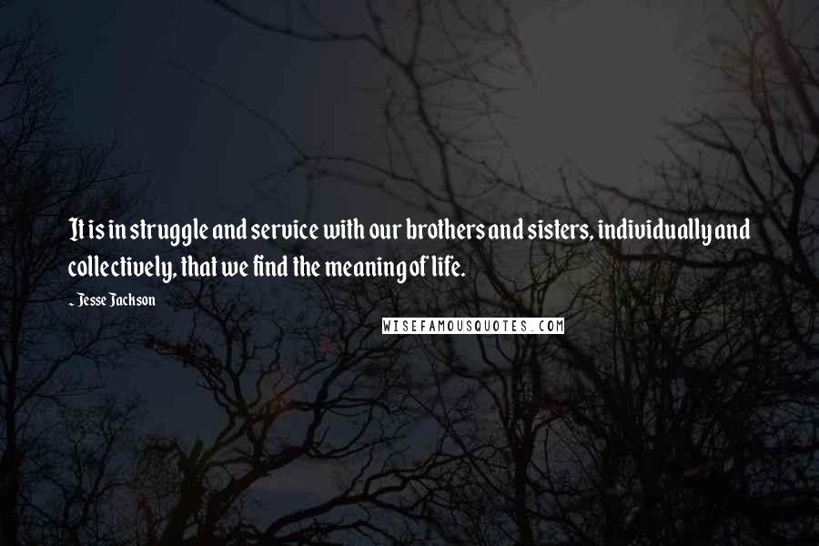 Jesse Jackson Quotes: It is in struggle and service with our brothers and sisters, individually and collectively, that we find the meaning of life.