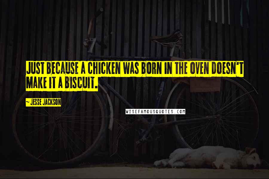 Jesse Jackson Quotes: Just because a chicken was born in the oven doesn't make it a biscuit.