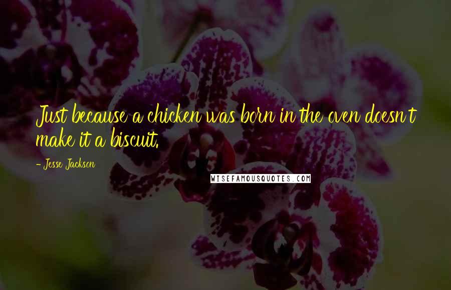 Jesse Jackson Quotes: Just because a chicken was born in the oven doesn't make it a biscuit.