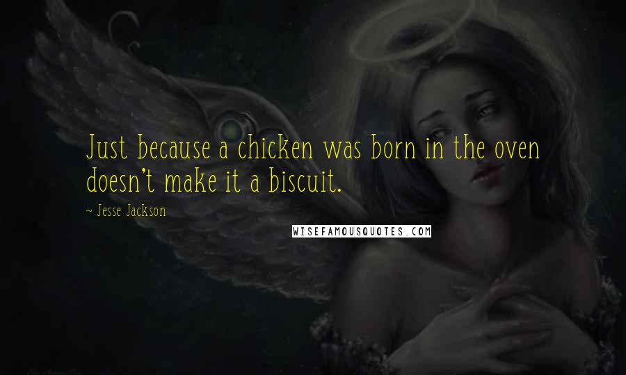 Jesse Jackson Quotes: Just because a chicken was born in the oven doesn't make it a biscuit.