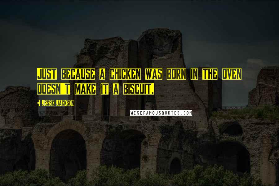 Jesse Jackson Quotes: Just because a chicken was born in the oven doesn't make it a biscuit.