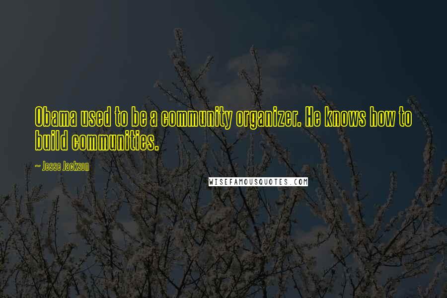 Jesse Jackson Quotes: Obama used to be a community organizer. He knows how to build communities.