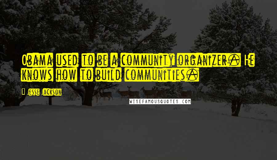 Jesse Jackson Quotes: Obama used to be a community organizer. He knows how to build communities.