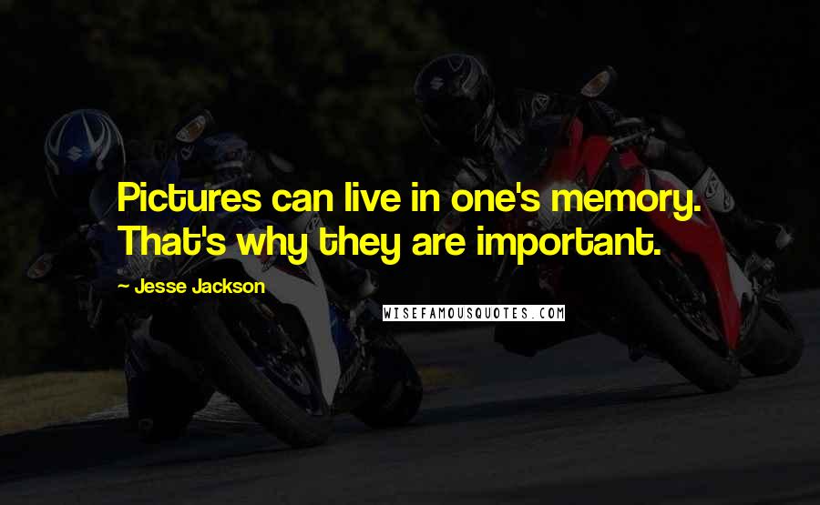 Jesse Jackson Quotes: Pictures can live in one's memory. That's why they are important.