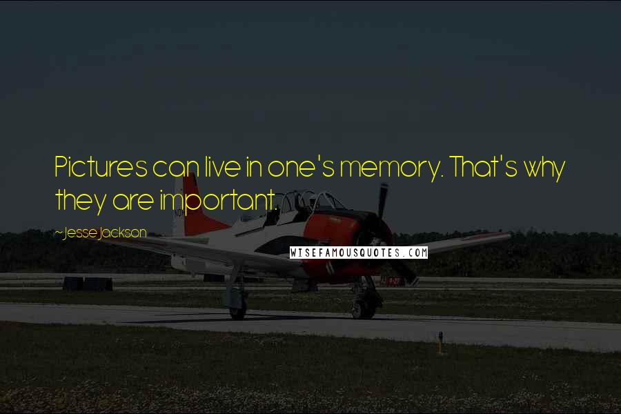 Jesse Jackson Quotes: Pictures can live in one's memory. That's why they are important.