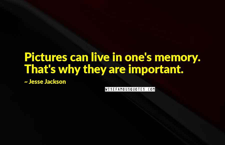 Jesse Jackson Quotes: Pictures can live in one's memory. That's why they are important.