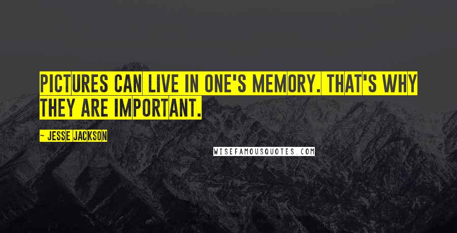 Jesse Jackson Quotes: Pictures can live in one's memory. That's why they are important.