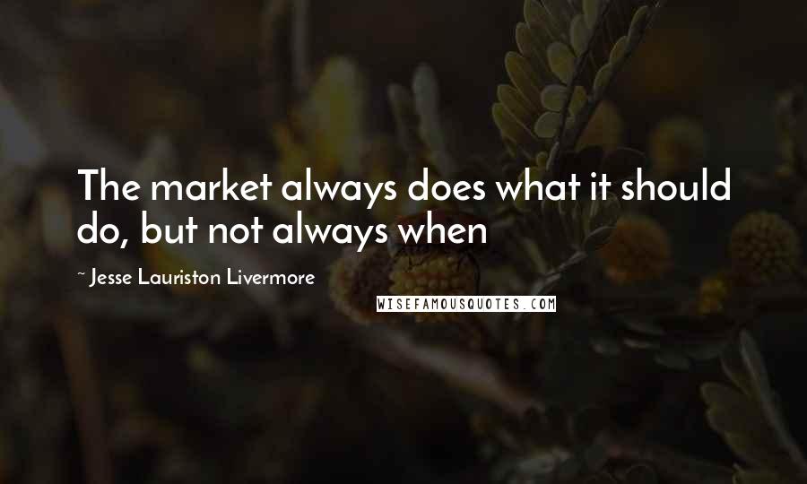 Jesse Lauriston Livermore Quotes: The market always does what it should do, but not always when