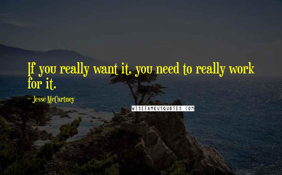 Jesse McCartney Quotes: If you really want it, you need to really work for it.